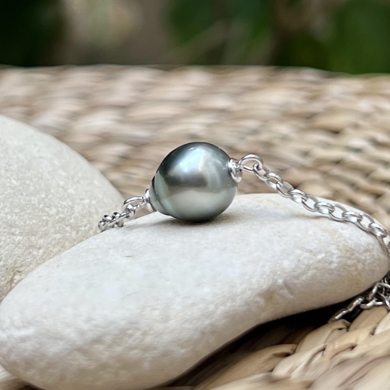 Gena - Bracelet Perle de Tahiti Vert Tilleul