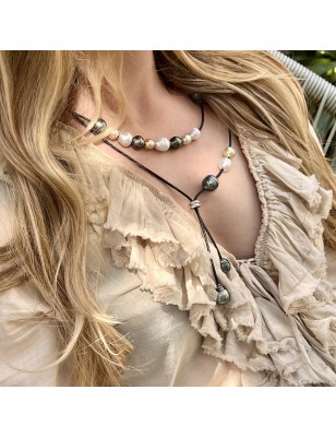 sautoir de perles des mers du sud et perles de Tahiti - collier long perles tahitiennes