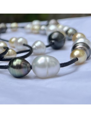sautoir de perles des mers du sud et perles de Tahiti - collier long perles tahitiennes