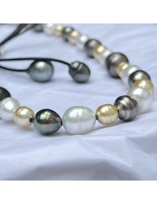 sautoir de perles des mers du sud et perles de Tahiti - collier long perles tahitiennes