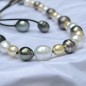 Leather Long Necklace - 15 Tahitian Pearls - 24 South Sea Pearls