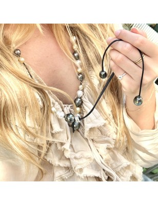 sautoir de perles des mers du sud et perles de Tahiti - collier long perles tahitiennes