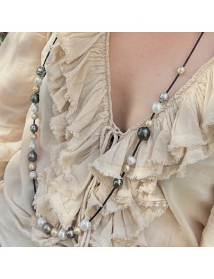 sautoir de perles des mers du sud et perles de Tahiti - collier long perles tahitiennes