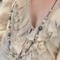 Leather Long Necklace - 15 Tahitian Pearls - 24 South Sea Pearls