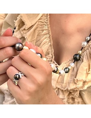 sautoir de perles des mers du sud et perles de Tahiti - collier long perles tahitiennes
