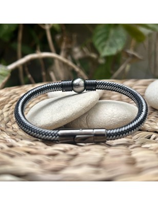 Genuine Tahitian Cultured Pearl Men 's Bracelet - 10.72mm