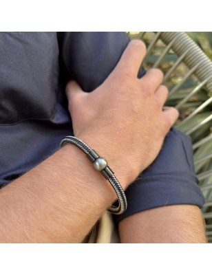 achat bracelet homme perle de tahiti prix - bracelet tahitien pour homme perle noire