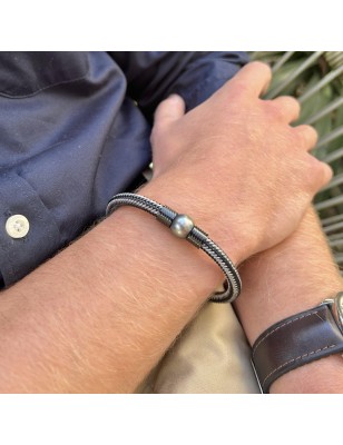 achat bracelet homme perle de tahiti prix - bracelet tahitien pour homme perle noire