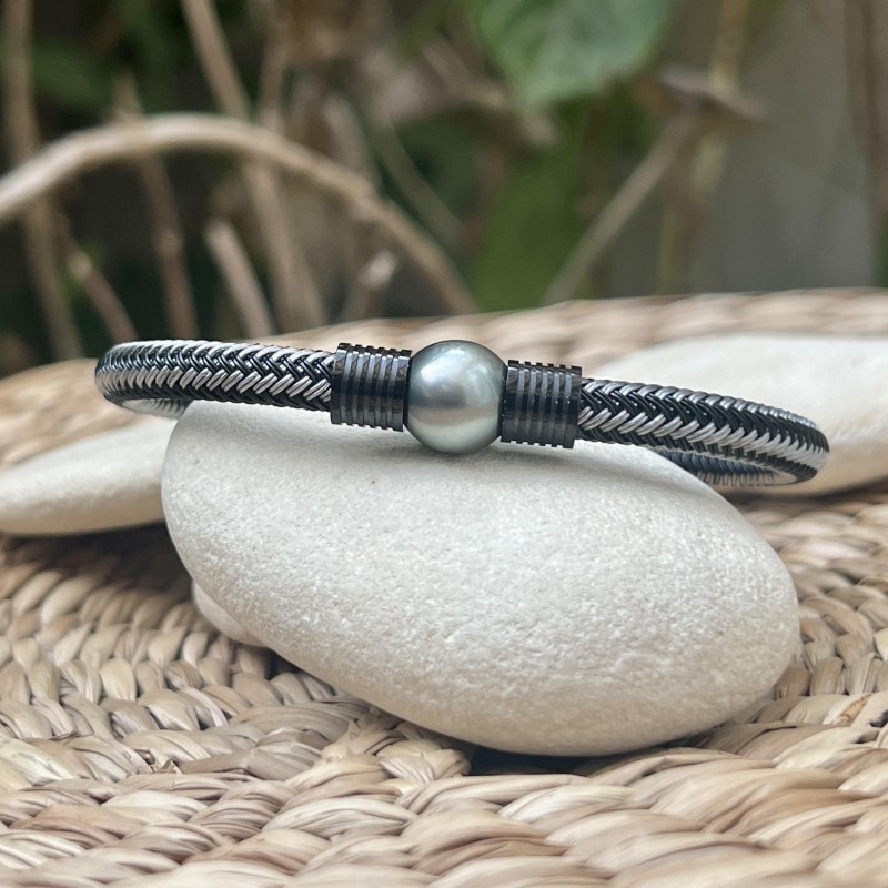 Ezio - Round-shaped Tahitian Pearl Men's Bracelet