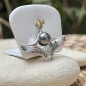 Grey-color Tahitian Pearl Ray Silver Pendant