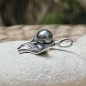 Grey-color Tahitian Pearl Ray Silver Pendant