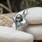 Grey-color Tahitian Pearl Ray Silver Pendant