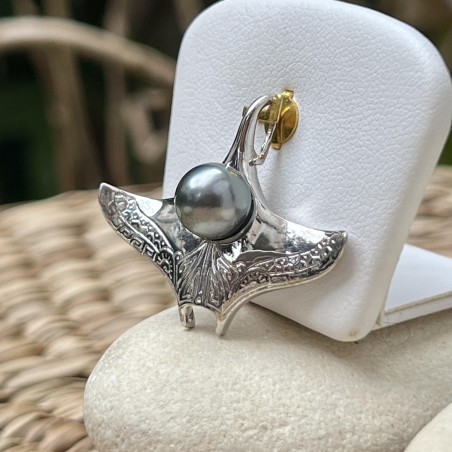 蝠鲼 - 灰色大溪地珍珠 - 8.20毫米