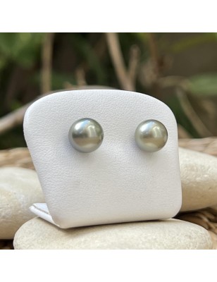 gold ear studs black pearls price - perla Tahiti