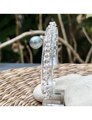 perle Tahiti bleu lagon en bracelet femme perle - bracelet tahitien femme