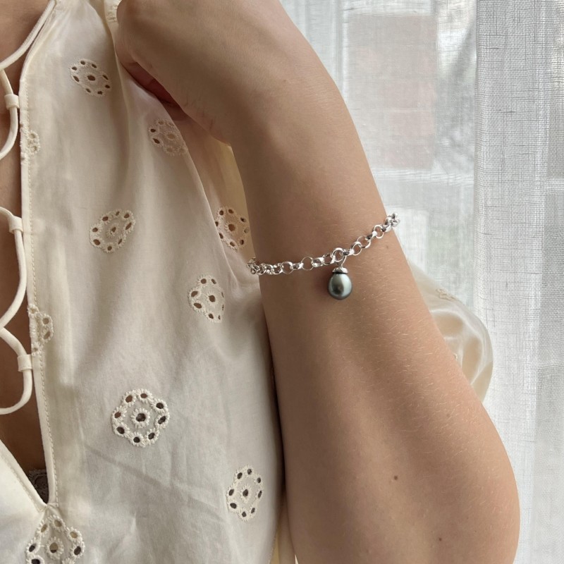 perle Tahiti bleu lagon en bracelet femme perle - bracelet tahitien femme