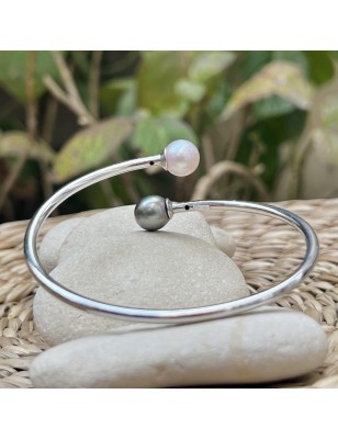 toi et moi en bracelet argent perles de culture de Tahiti ovale prix - bracelet femme tahitien