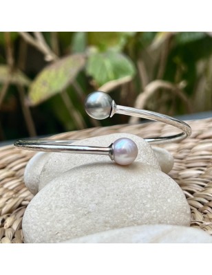 toi et moi en bracelet argent perles de culture de Tahiti ovale prix - bracelet femme tahitien