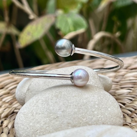 toi et moi en bracelet argent perles de culture de Tahiti ovale prix - bracelet femme tahitien