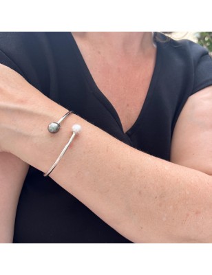 toi et moi en bracelet argent perles de culture de Tahiti ovale prix - bracelet femme tahitien