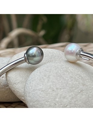 Vaihere - Perla rosa blu di Tahiti e perla d'acqua dolce