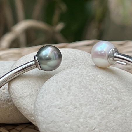 Vaihere - Perla rosa blu di Tahiti e perla d'acqua dolce