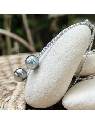 rare tahiti pearl lagoon-blue hue women's necklace - tahitian necklace for women - tahitian jewelry