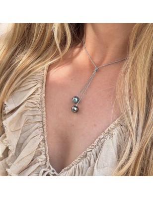 collier femme perle Tahiti bleu lagon prix - collier femme tahitien