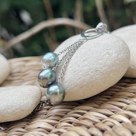 rare tahiti pearl trilogy women's necklace - tahitian necklace for women