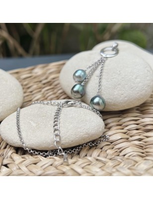 collier trilogie femme perles Tahiti - collier femme tahitien