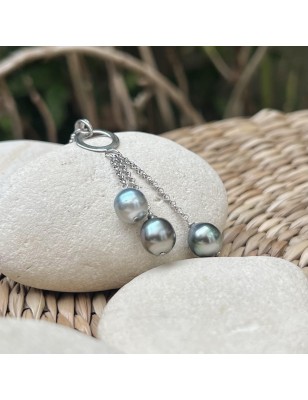 collier trilogie femme perles Tahiti - collier femme tahitien