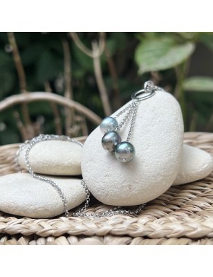 rare tahiti pearl trilogy women's necklace - tahitian necklace for women