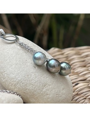 collier trilogie femme perles Tahiti - collier femme tahitien