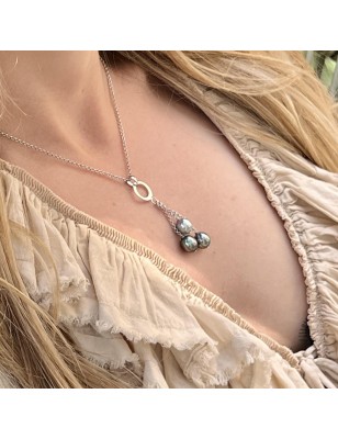 collier trilogie femme perles Tahiti - collier femme tahitien