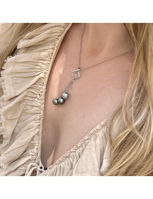collier trilogie femme perles Tahiti - collier femme tahitien