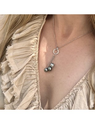 rare tahiti pearl trilogy women's necklace - tahitian necklace for women