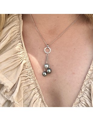 collier trilogie femme perles Tahiti - collier femme tahitien