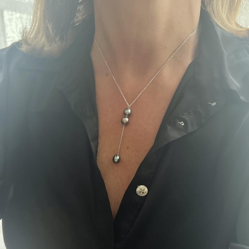 Hōrue - Collar modular con 3 perlas de Tahití