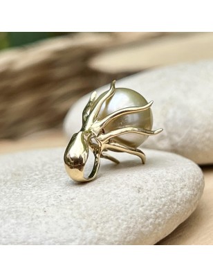 octopus man gold pendant tahitian cultured golden pearl price  - tahitian men's pendant - tahitian jewelry