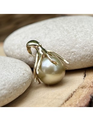 octopus man gold pendant tahitian cultured golden pearl price  - tahitian men's pendant - tahitian jewelry