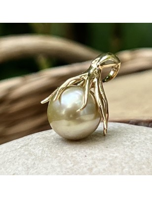 octopus man gold pendant tahitian cultured golden pearl price  - tahitian men's pendant - tahitian jewelry