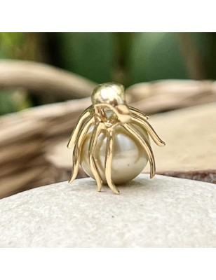 octopus man gold pendant tahitian cultured golden pearl price  - tahitian men's pendant - tahitian jewelry