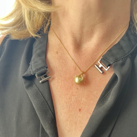 Octopus - Golden Tahitian Pearl 18K Gold Pendant