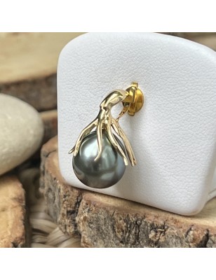 women's octopus gold pendant with marquesan engravings tahitian pearl price - tahitian octopus jewel