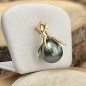 Octopus - Blue-peacock Tahitian Pearl 18K Gold Pendant