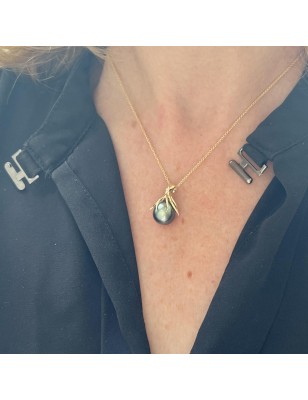 women's octopus gold pendant with marquesan engravings tahitian pearl price - tahitian octopus jewel