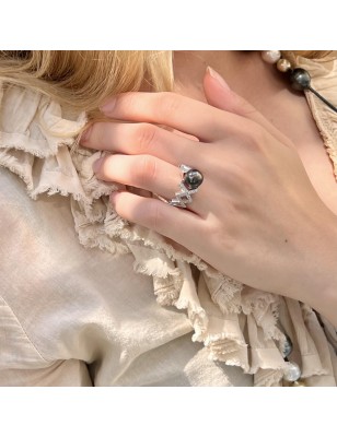 Anello con perla di Tahiti