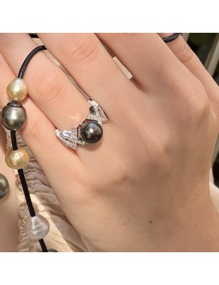 Anello con perla di Tahiti