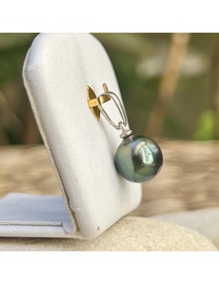 Mira - Pendente in Argento Rodio Perla di Tahiti Verde Pistacchio