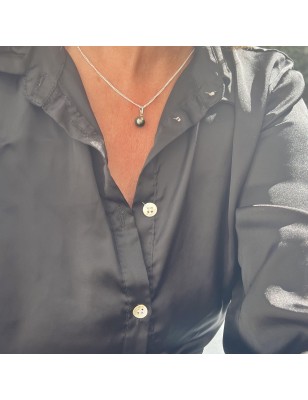 femme pendentif argent perle Tahiti verte prix - pendentif tahitien pour femme